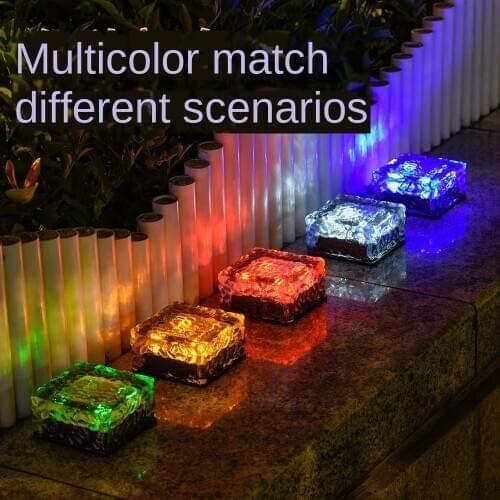 4 LED solar garden light Ice brick lamp For Home Waterproof Outdoor Glass Buried Floor Lights decoration lampy solarne stairs