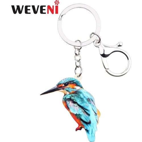 WEVENI Statement Acrylic Cute Kingfisher Bird Key Chains Keychains Holders Animal Jewelry Gift For Women Girls Bag Car Charms