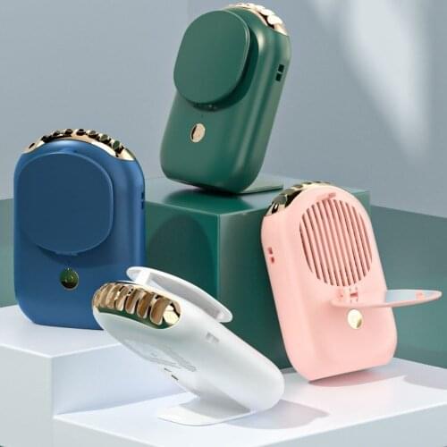 Mini Neck Fan with Make Up Mirror Bladeless USB Rechargeable Fan 2000mA Small Portable Silent for Outdoor Sports Office Desktop