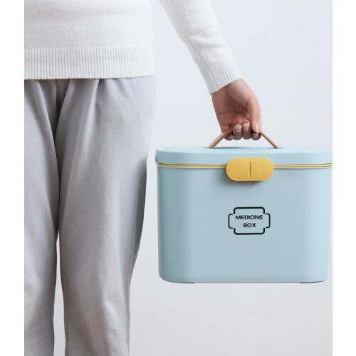 Multifunction Family First Aid Kit Medicine Box 2 Layers Portable Mobile Camping Survival Emergency Drug Storage Box DJB0052