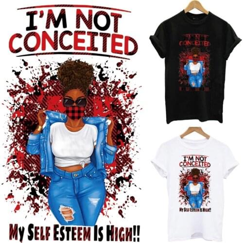 Fashion Black Girl Patches For Clothes DIY A-Level Washable Iron On Transfer Print-On Women T-Shirt Thermal Sticker Appliqued