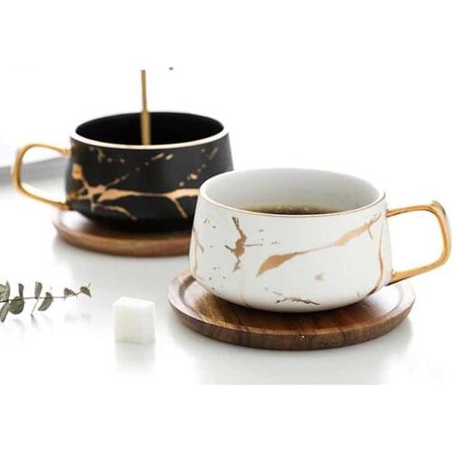 Marble Coffee Mugs Matte Luxury Teaware Tea Water Milk Cups Condensed Utensils Ceramic Cup Saucer Suit With Dish Spoon Set Ins