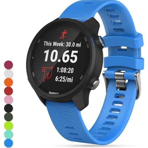 EiEuuk 20mm Soft Silicone Gel Replacement Wriststrap Watchband for Garmin Forerunner 245/645/Vivoactive 3/Vivomove HR