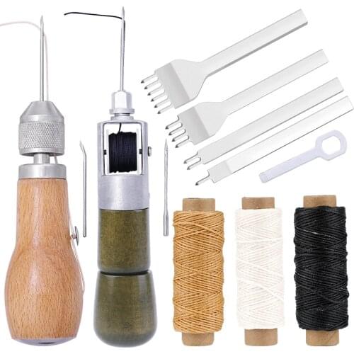LMDZ Leather Craft Tools Kit Hand Sewing Stitching Punch Stitcher Sewing Awl Repair Kit for Leather Set Accessories DIY Tool