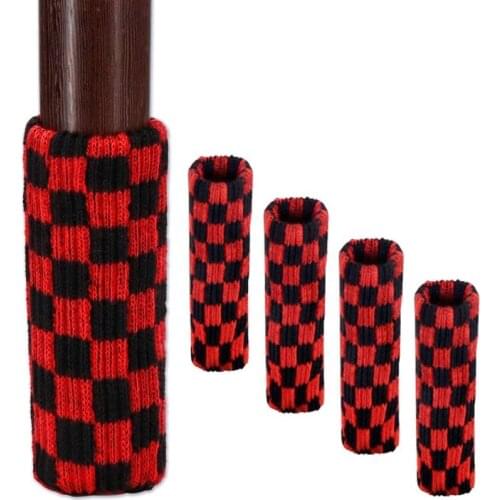 24pcs Double Thickness Furniture Leg Socks Christmas Chair Leg Cover Knitted Table Feet Caps Floor Protectors Fit Square Round