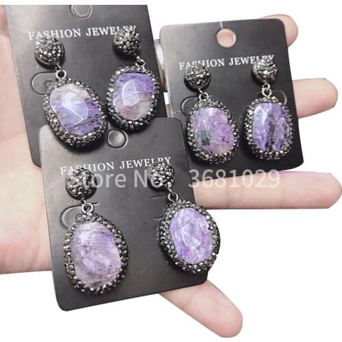 2018 new fashion personality purple dragon crystal earrings simple joker temperament elegant ear nail female