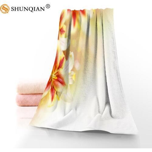 New Custom Orchid flower Towel Printed Cotton Face/Bath Towels Microfiber Fabric For Kids Men Women Shower Towels
