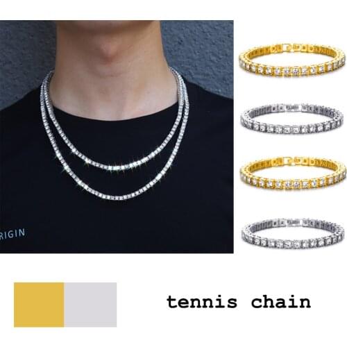 1 Row Rhinestone Mens Hip Hop Necklace Rap Singer Necklace Ice Tennis Chain Necklace Shiny Womens Necklace Fashion