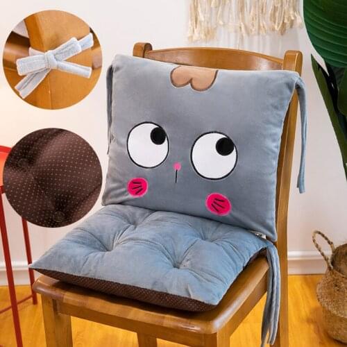 Cute Cartoon Chair Cushion Breathable Lumbar Support Cushion Thickened Backrest Office Dining Chair Butt Cushions Home Decor