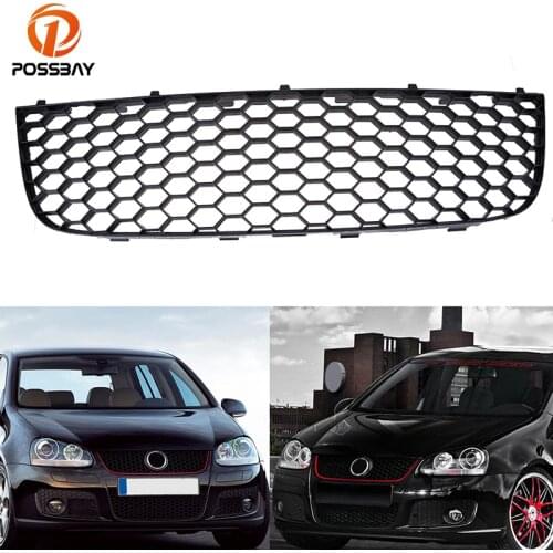 POSSBAY Black Car Front Lower Center Grilles for VW Jetta/Bora/Golf Mk5 2004/2005-2010 Auto Hole Mesh Grilles Parilla Parachoque