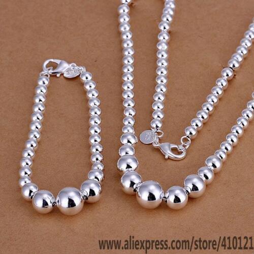 S080 Hot Sale Silver Color Jewelry,Wholesale Factory Price High Quality Fashion Set Big And Small Bean /dbbalsia Hpjaqgqa