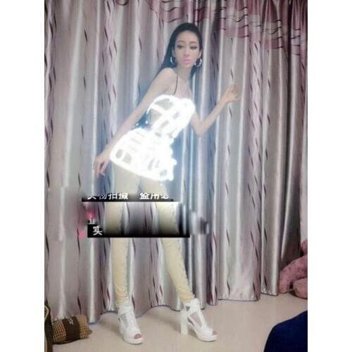 Sexy women Stage Reflective hollow girdle Nightclub bar personality DJ/DS female singer domineering costume