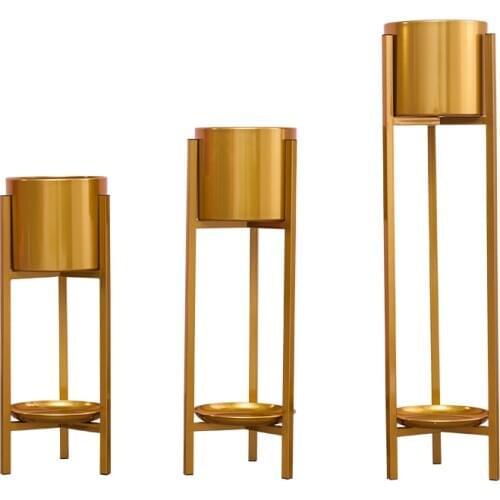 Nordic Flower Frame Wrought Iron Floor-standing Golden Balcony Living Room Indoor Home Floor-standing Metal Flower Pot Rack