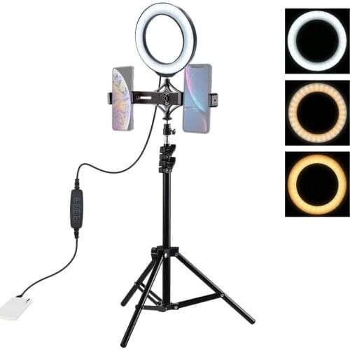6.2 inch LED Selfie Ring Light & 1.1m Light Stand & Cell Phone Holder For Photo Studio YouTube Vlogging Video Shooting
