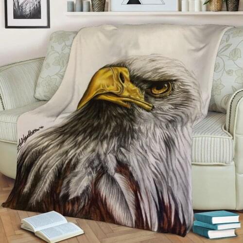 Bald Eagle Flannel Throw Blanket 3D Printed Keep Warm Sofa Child Blanket Home Decor Textiles Dream Family Gift