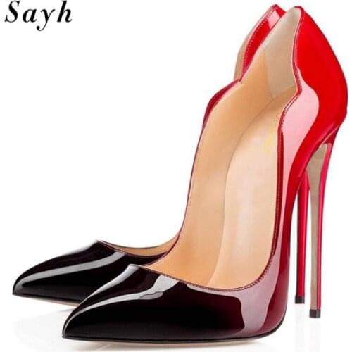Patent Leather Thin Heels Office Shoes Women Shallow Pumps Fashion High Heels Shoes Women Pointed Toe Sexy Shoes Size Plus