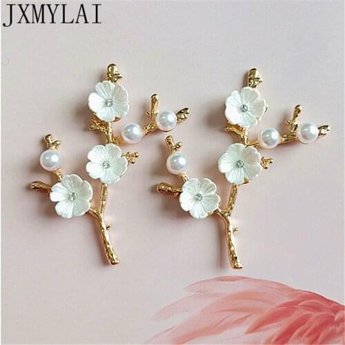 10 PCS 50mm*56mm Fashion Metal Alloy KC Gold Flowers Branch Connectors Charms For Jewelry Making