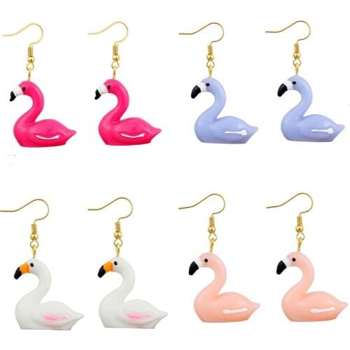 Cartoon Animal Bird Flamingo Drop Earrings For Women Girls Handmade Personality Creative Dangle Earrings Jewelry Accessaries