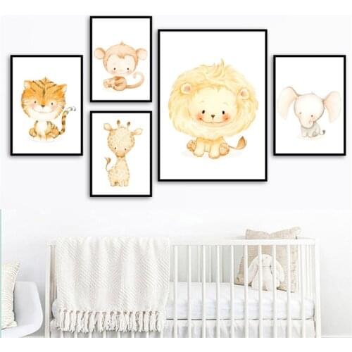 Giraffe Lion Zebra Cartoon Wall Art Canvas Painting Nordic Posters And Prints Nursery Wall Pictures Kids Room Decor Zoo Animals