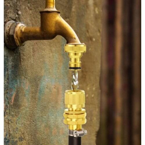 Golden Garden Hose Quick Connect Set Copper 3/4 Inch Female Male Connector Faucet Hose Coupler Adapter Watering Supplies