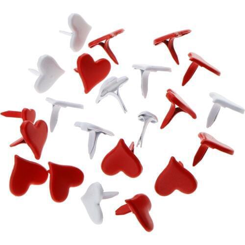 100 Pieces 11mm Heart Shape Brads Fastener Scrapbook Brads Embellishments Craft Multi-Functional Metal Brads
