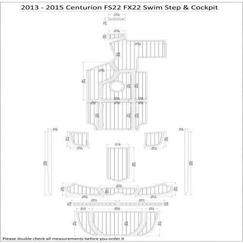 2013 - 2015 Centurion FS22 FX22 Swim Step & Cockpit Pad Boat EVA Teak Decking 1/4" 6mm