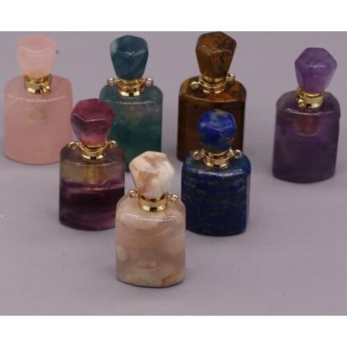 2021 Hot Sale Natural Stone Perfume Bottle Pendant Section Semi-Precious For Jewelry Making DIY Necklace Accessory