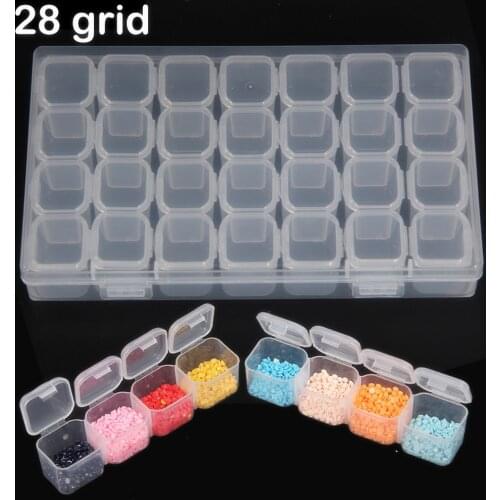28 Slots Diamond Embroidery Box Diamond Painting Accessory Case Clear plastic Beads Display Storage Boxes Cross Stitch Tools