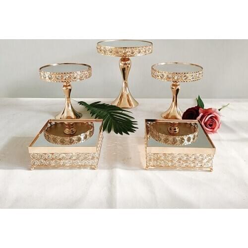 Cake Stand Set Round Metal Cake Stands Dessert Display Cupcake Stands, Gold
