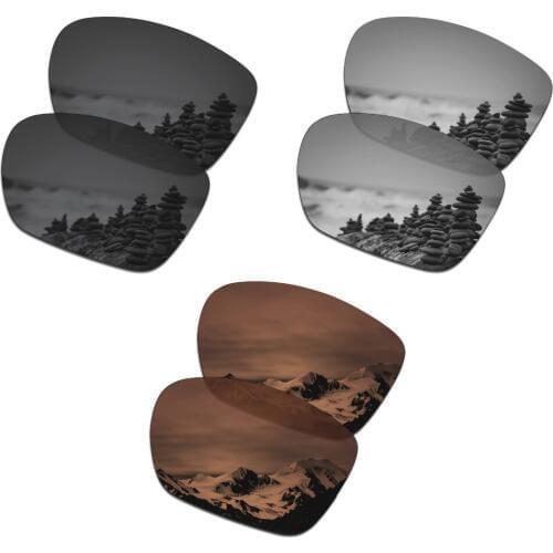 SmartVLT 3 Pairs Polarized Sunglasses Replacement Lenses for Oakley Twoface XL Stealth Black & Silver Titanium & Amber Brown