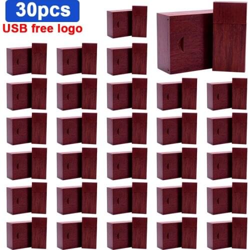 30pcs/lot wood usb2.0 +Box Customize logo usb flash drive 4GB 8GB 16GB 32GB 64GB cle usb2.0 stick 128gb For photography wedding