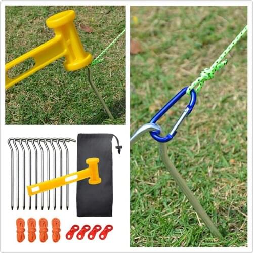4/6/10pcs Aluminum Ground Pile 7 Inch Tent Pile Metal Tent Pile Heavy Duty Steel Courtyard Camping Pile Tarp Hook Accessories