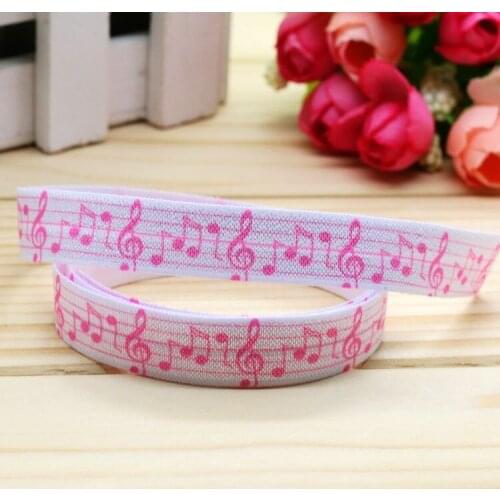 5/8'' Free shipping Fold Elastic FOE musical note printed headband headwear hairband diy decoration wholesale OEM P5132