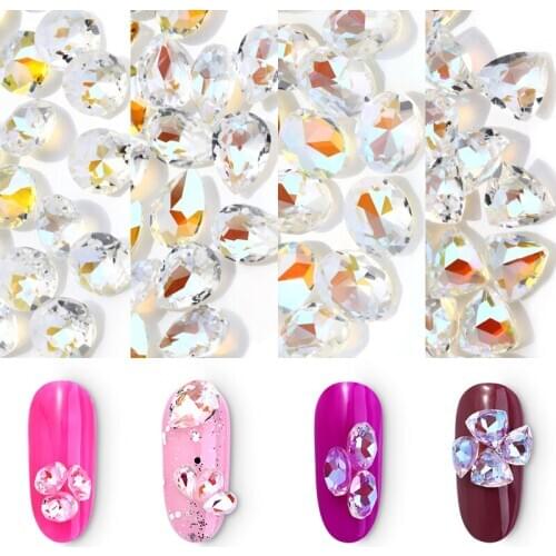 50pcs Pony-size Rhinestones for Nails Transparent Fluorescent Crystal Rhinestones K9 Glass Pointback Glue on Jewelry Accessories