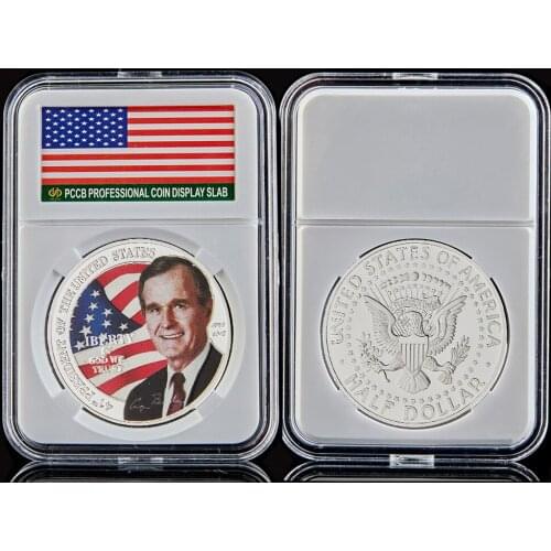USA 51St President George Herbert Walker Bush Colorized Challenge Art Coin In God We Trust Liberty Freedom Coin