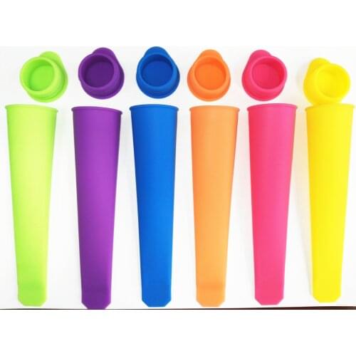 6pcs/set DIY Ice Cream Mold Kitchen Gadgets Silicone Popsicle Ice Makers Mold Handheld Popsicle Mold Tray Moldes