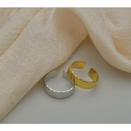 ALLNEWME 2021 Hot Sale Minimalist C Shape Chunky Finger Rings for Women Gold Color Stainless Steel Adjustable Open Ring Gifts