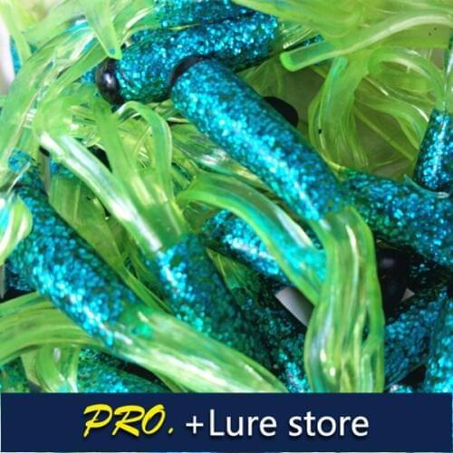 Free shipping 60pcs soft squid baits colorful freshwater lure tube baits black head soft artificial pesca worm grub squid lures