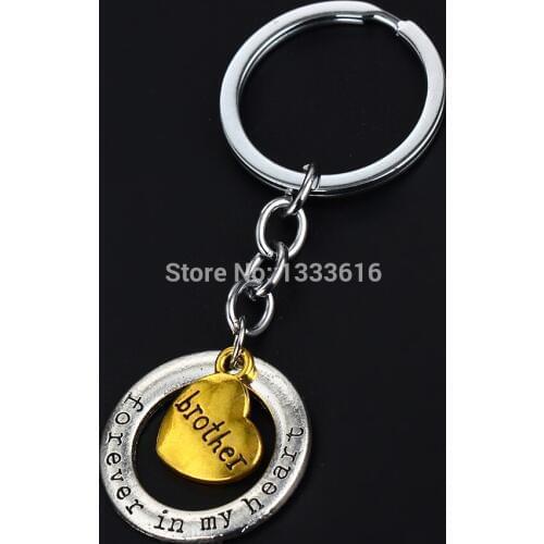 Bespmosp Brother Forever In My Heart Pendant Keychain Keyring Family Love Keyfob Key Chain Charm Jewelry Fashion Gifts Hot