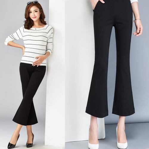 Professional maternity pants High waist Tumor pants 9 points wide leg pants elastic force boot cut pant Maternity pants