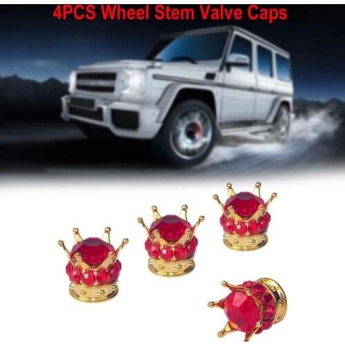 CARPRIE Car Motorcycle 4Pcs Chrome Gold Crown Bling Diamond Tire/Wheel Stem Valve Caps Car Truck Tire Valve Cover ap30