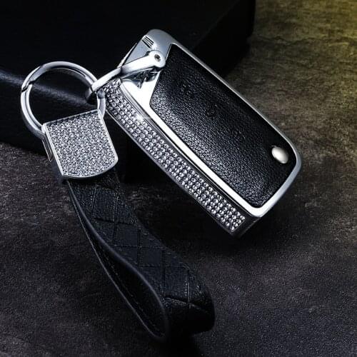 Alloy Leather Key Case Cover For VW Polo Golf 7 Tiguan for Skoda Octavia Kodiaq Karoq for SEAT Ateca Leon Ibiza 2015 2016 2017
