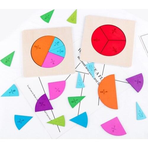 Wooden Montessori Math Fraction Learning Board Toys Children Students Preschool Early Education Teaching Aids Counting Plate