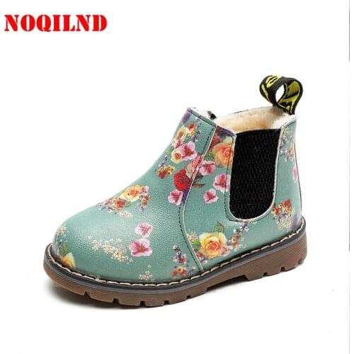 Kids Snow Boots Autumn Winter Children Rubber Martin Boots Waterproof Flower Print Girls Toddler Sneakers Baby Girls Ankle Boots