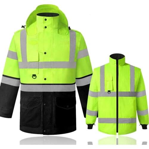 Winter Reflective Clothing High Visibility Waterproof Windproof Warm Jacket Safety Workwear Clothing for Road Traffic