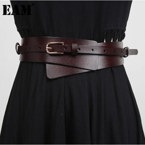 [EAM] Pu Leather Multicolor Asymmetrical Long Belt Personality Women New Fashion Tide All-match Spring Autumn 2021 1DD3737