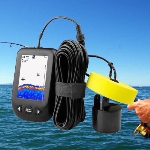 Fish Finder XF02C Sonar 100M Portable FishFinder LCD Screen With Fishing Alarm 45 Degrees Echo Sounder Alarm 0.6-100M 9M Cable