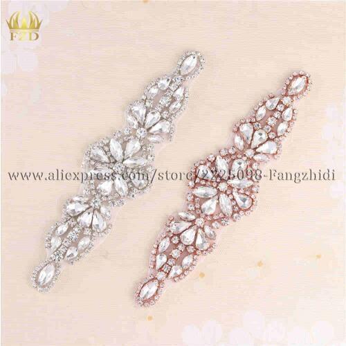 FZD Wholesale 30 Pieces Handmade Sew on Hotfix Crystal Stone Diamond Shape Applique for Wedding Dresses Headbands Bridal Garters