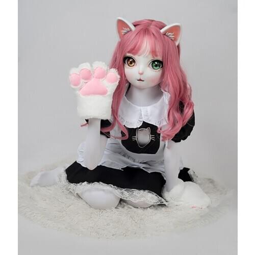 HD04) Quality Handmade Female Cat Girl Resin Half Head Cosplay Japanese Role Play BJD Kigurumi Mask Crossdresser Doll Mask