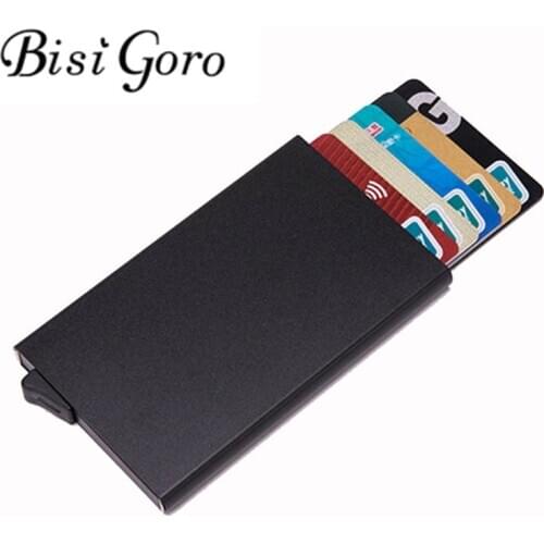 BISI GORO Metal Card Case RFID Blocking Card Holder Slim High Quality Wallets Colorful 2020 New Purse Mini Credit Card Holder